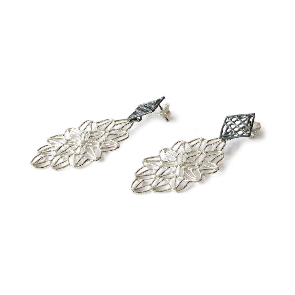 Long Flower - Chain earrings