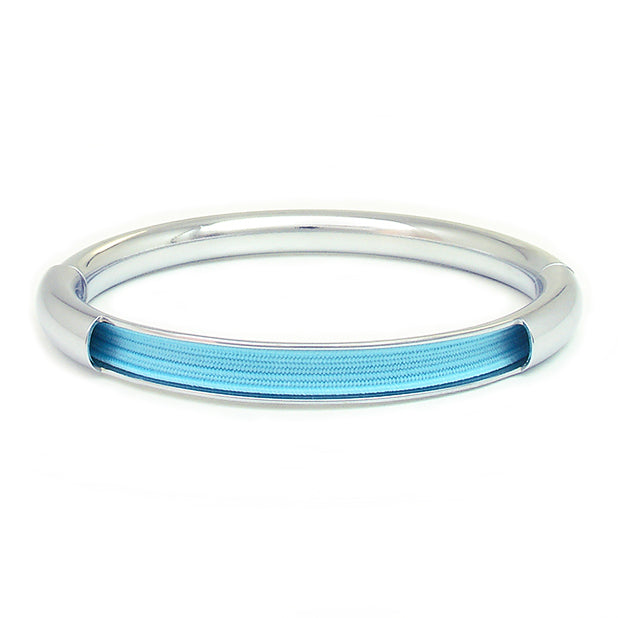 Push & Pull bracelet Chromed with elastic, light blue