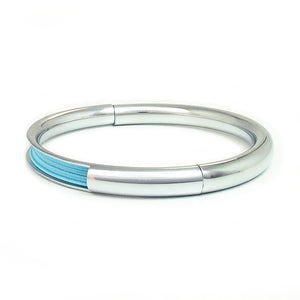 Push & Pull bracelet Chromed with elastic, light blue