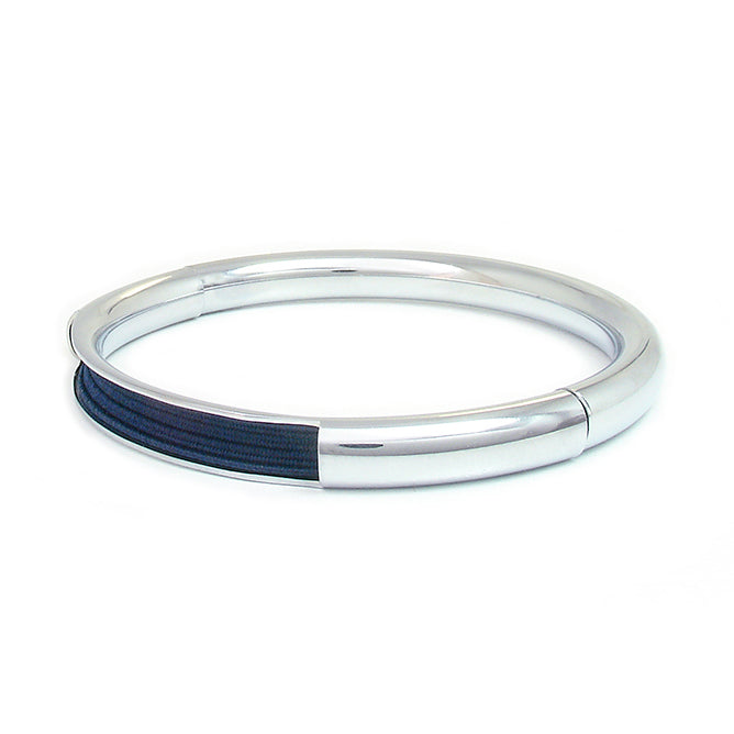 Push & Pull bracelet Chromed with elastic, dark blue