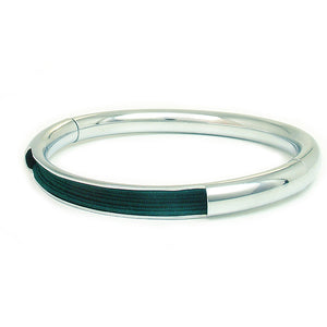 Push & Pull bracelet Chromed with elastic, dark green