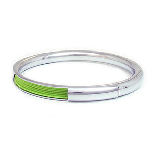 Push & Pull bracelet Chromed with elastic, light green
