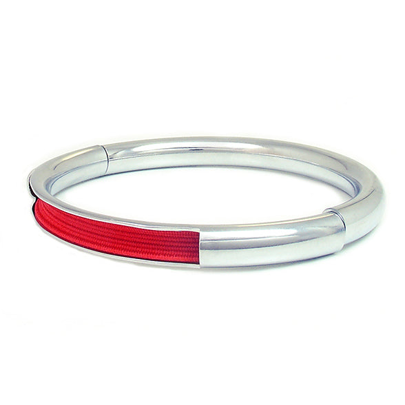 Push & Pull bracelet Chromed with elastic, red