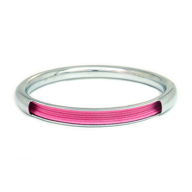 Push & Pull bracelet Chromed with elastic, pink