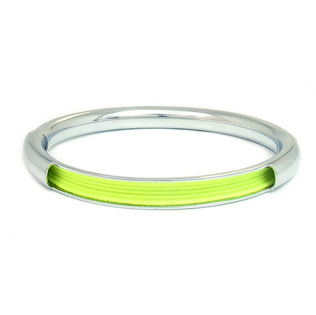 Push & Pull bracelet Chromed with elastic, fluorescent yellow