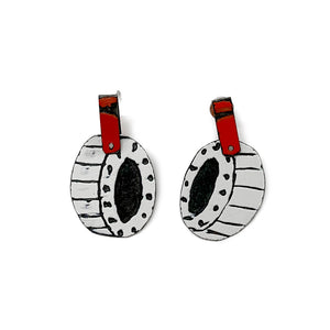 White and red earrings