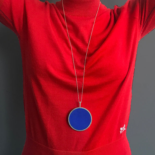 Full or Empty necklace, strong blue